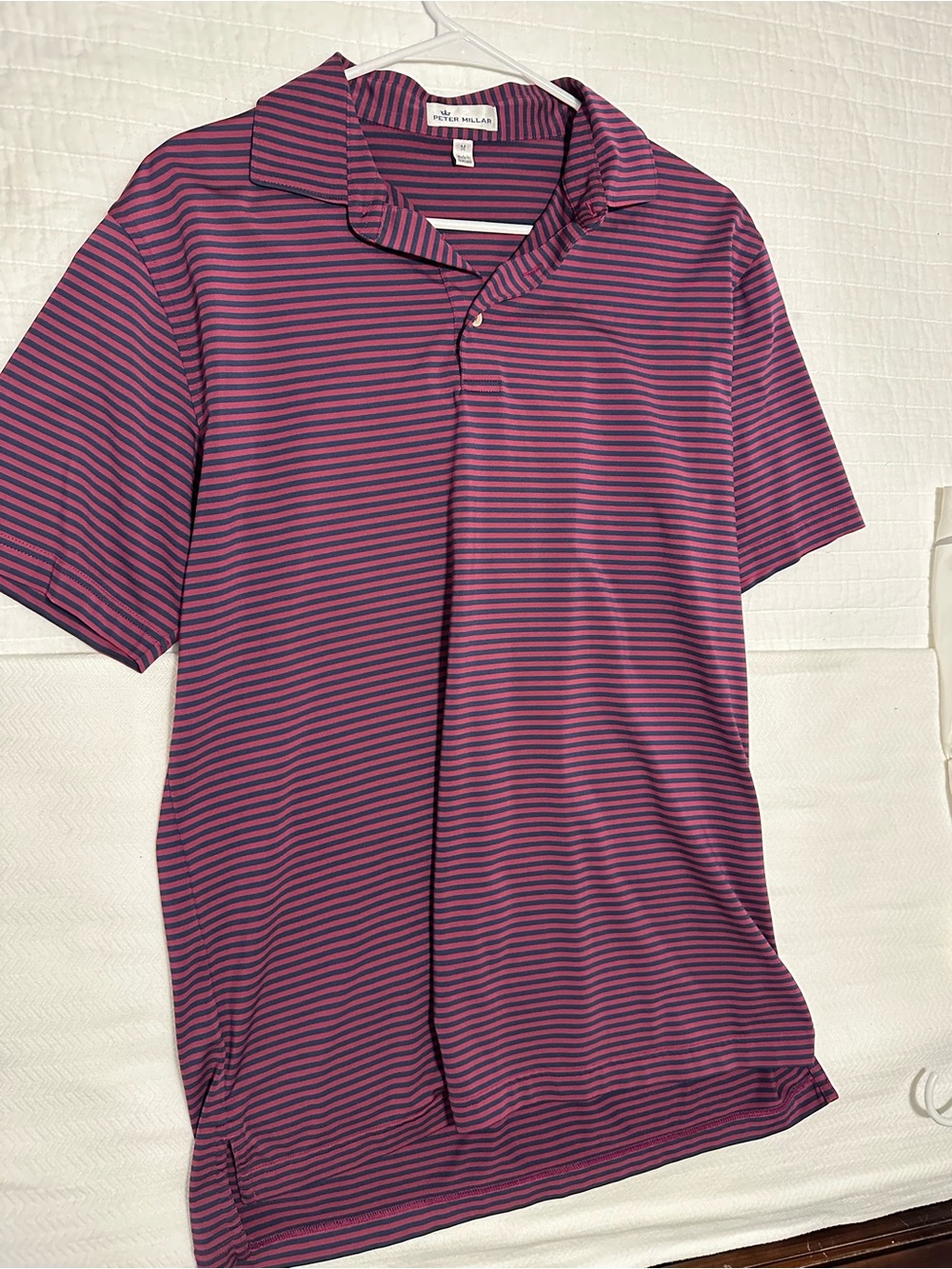 Peter Millar Purple and Navy Striped Performance Polo